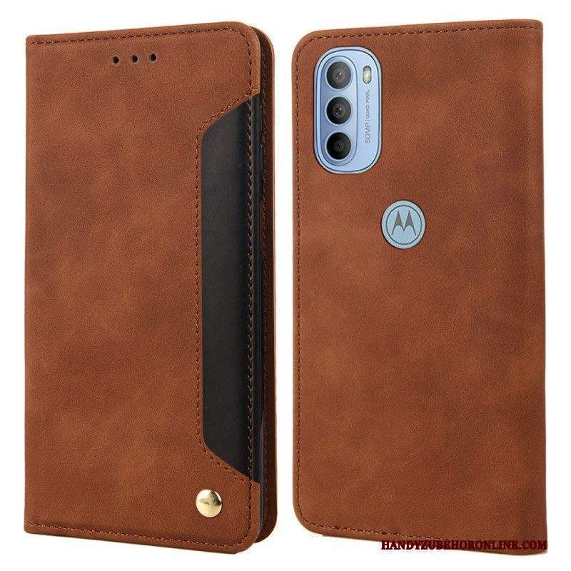 Folio Cover Moto G51 5G Custodia in pelle Effetto Pelle Business Bicolore