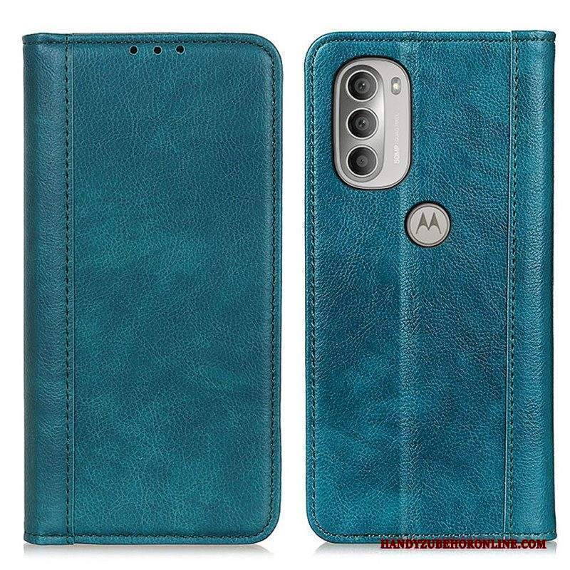 Folio Cover Moto G51 5G Custodia in pelle Eleganza Split Litchi Leather