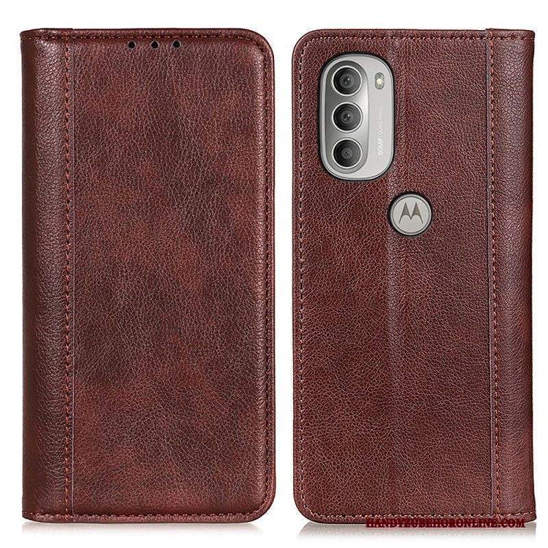 Folio Cover Moto G51 5G Custodia in pelle Eleganza Split Litchi Leather