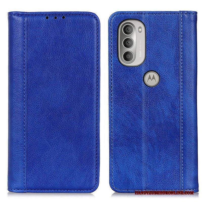 Folio Cover Moto G51 5G Custodia in pelle Eleganza Split Litchi Leather