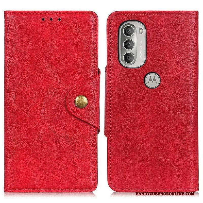 Folio Cover Moto G51 5G Ecopelle Vintage E Bottone