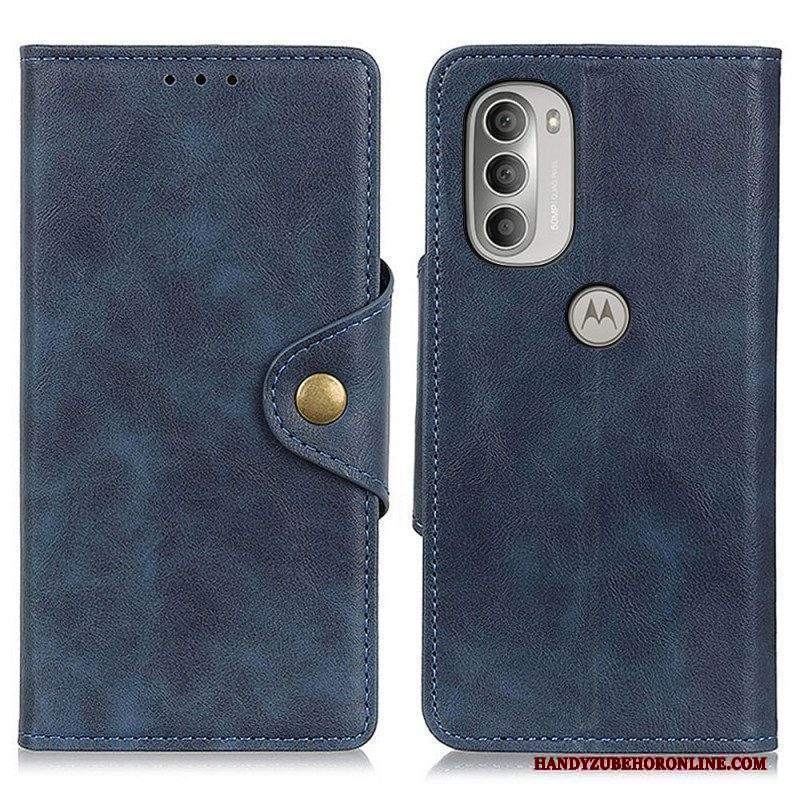 Folio Cover Moto G51 5G Ecopelle Vintage E Bottone