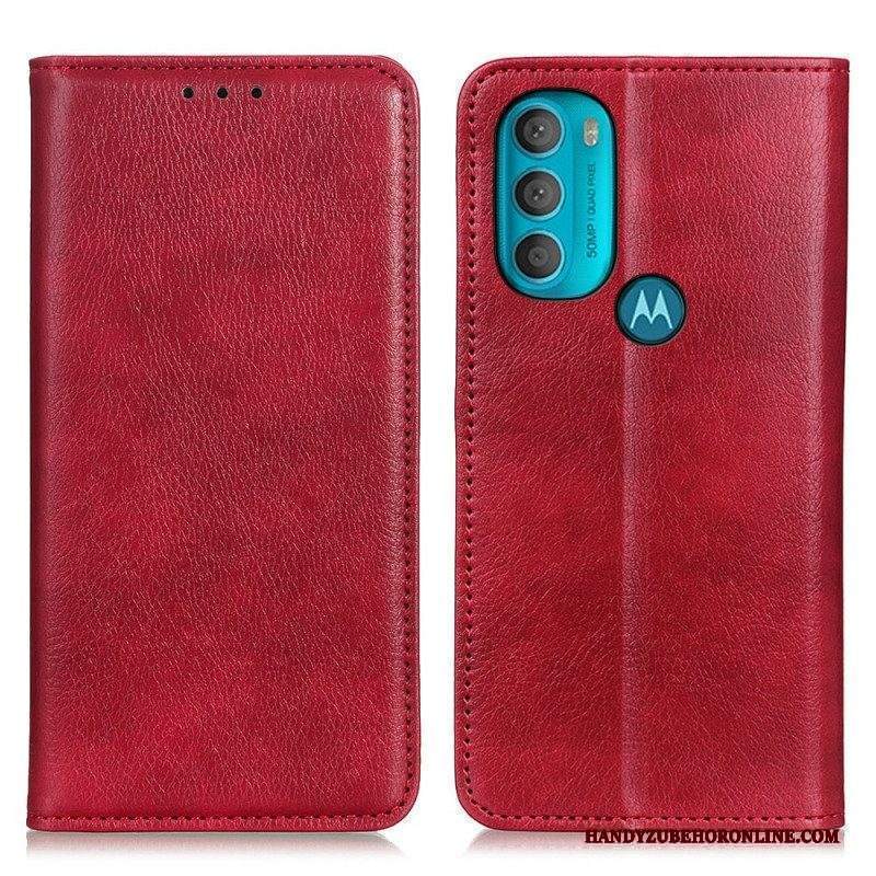 Folio Cover Moto G71 5G Custodia in pelle Crosta Di Pelle Testurizzata