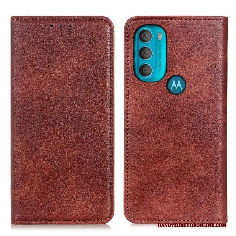 Folio Cover Moto G71 5G Custodia in pelle Crosta Di Pelle Testurizzata