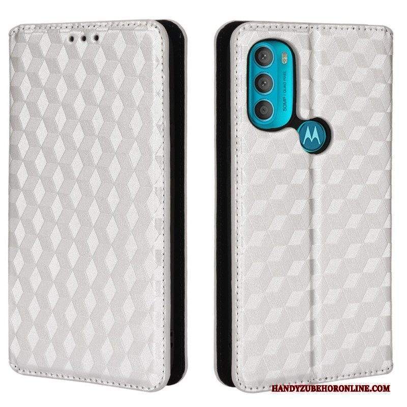 Folio Cover Moto G71 5G Custodia in pelle Effetto Pelle Diamante