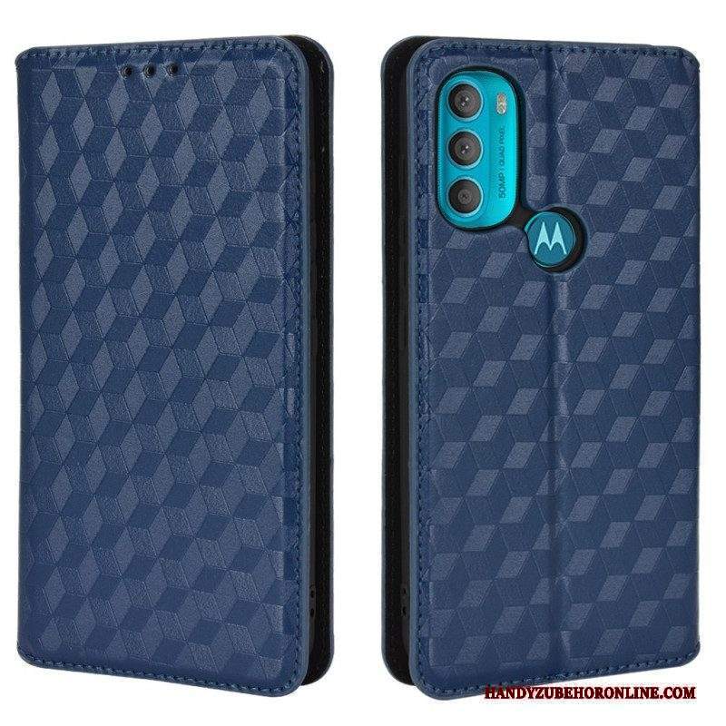 Folio Cover Moto G71 5G Custodia in pelle Effetto Pelle Diamante