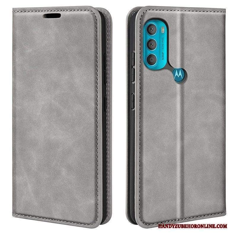 Folio Cover Moto G71 5G Custodia in pelle Effetto Pelle Morbida Seta