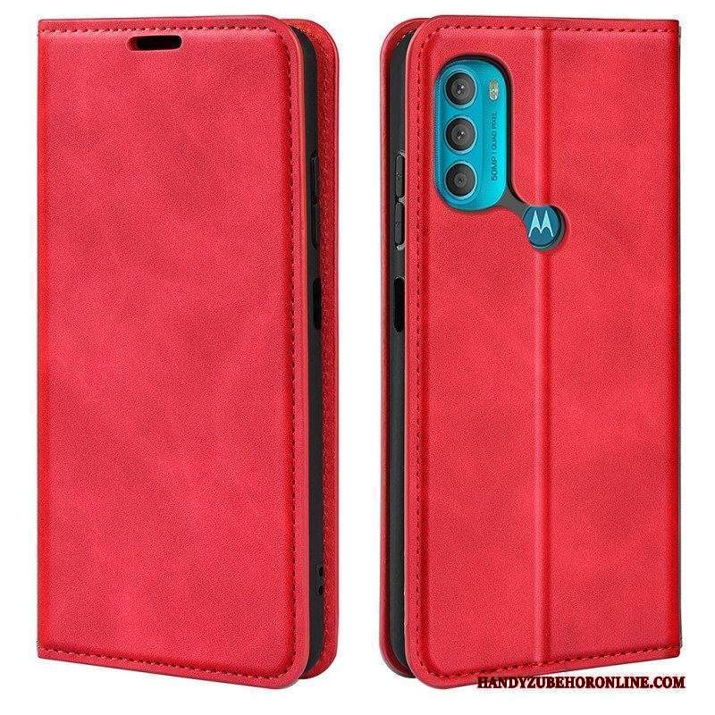 Folio Cover Moto G71 5G Custodia in pelle Effetto Pelle Morbida Seta