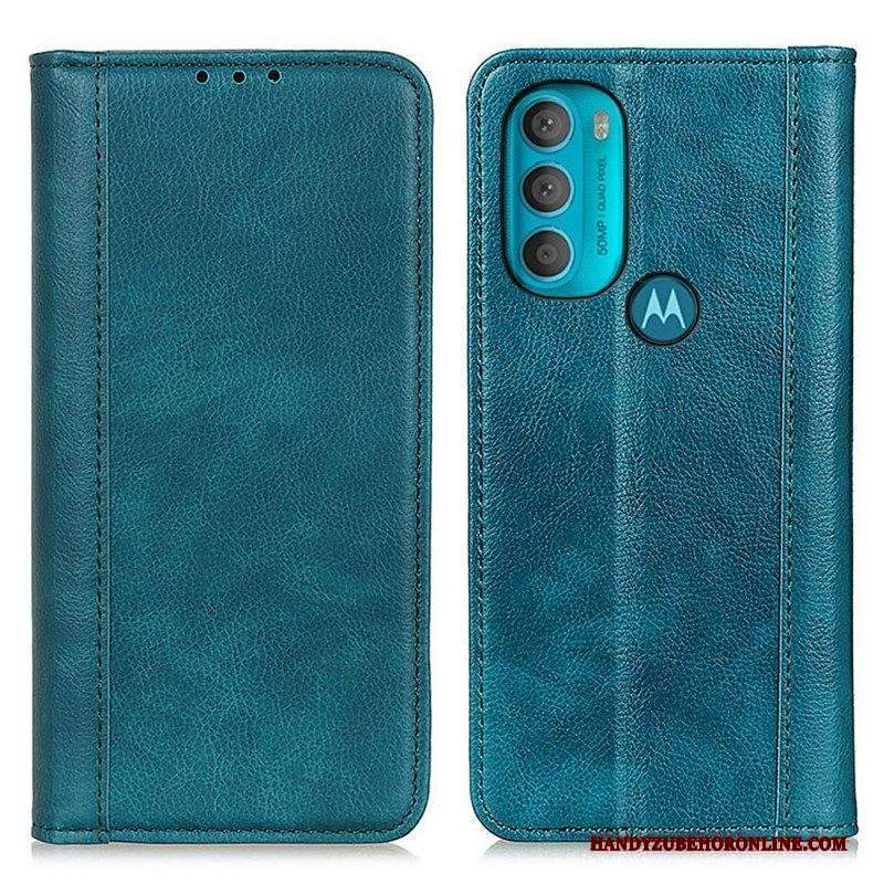 Folio Cover Moto G71 5G Custodia in pelle Eleganza Split Litchi Leather