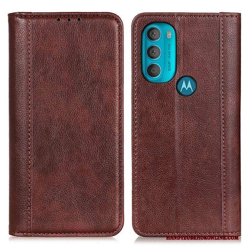 Folio Cover Moto G71 5G Custodia in pelle Eleganza Split Litchi Leather