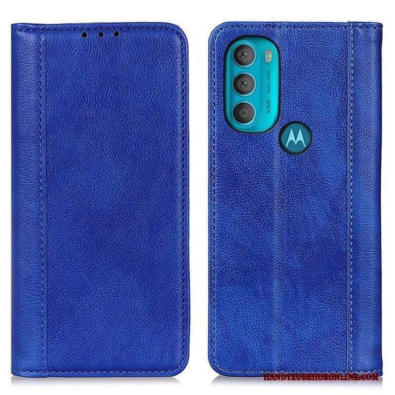 Folio Cover Moto G71 5G Custodia in pelle Eleganza Split Litchi Leather