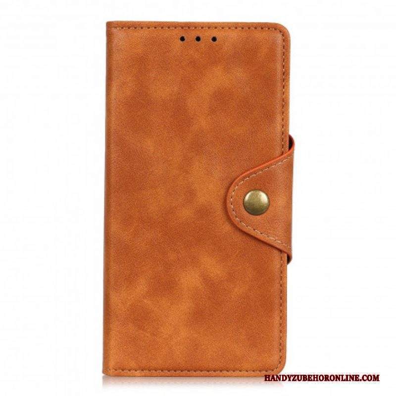 Folio Cover Motorola Edge 20 Pro Bottone In Ecopelle