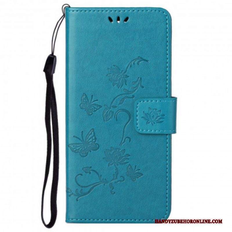 Folio Cover Motorola Edge 20 Pro Cinturino Farfalle E Fiori