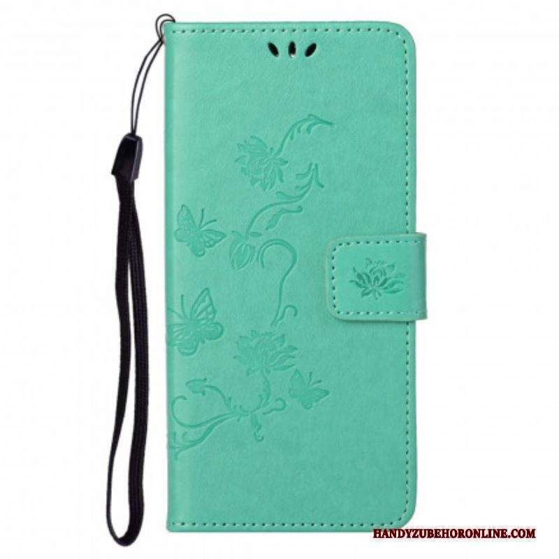 Folio Cover Motorola Edge 20 Pro Cinturino Farfalle E Fiori