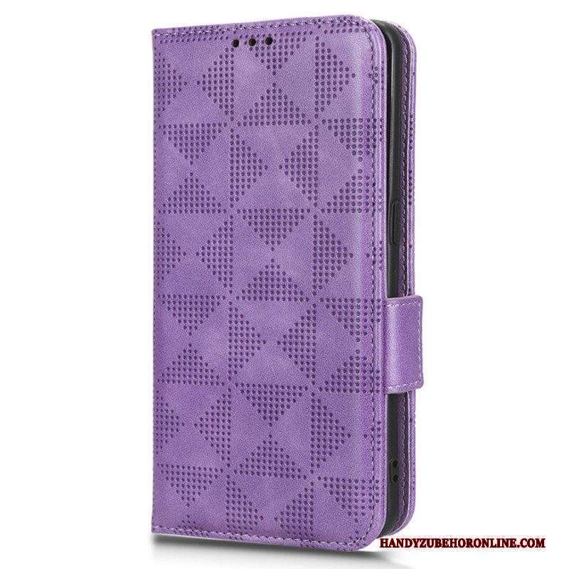 Folio Cover Motorola Edge 40 Pro Triangoli Con Cordino