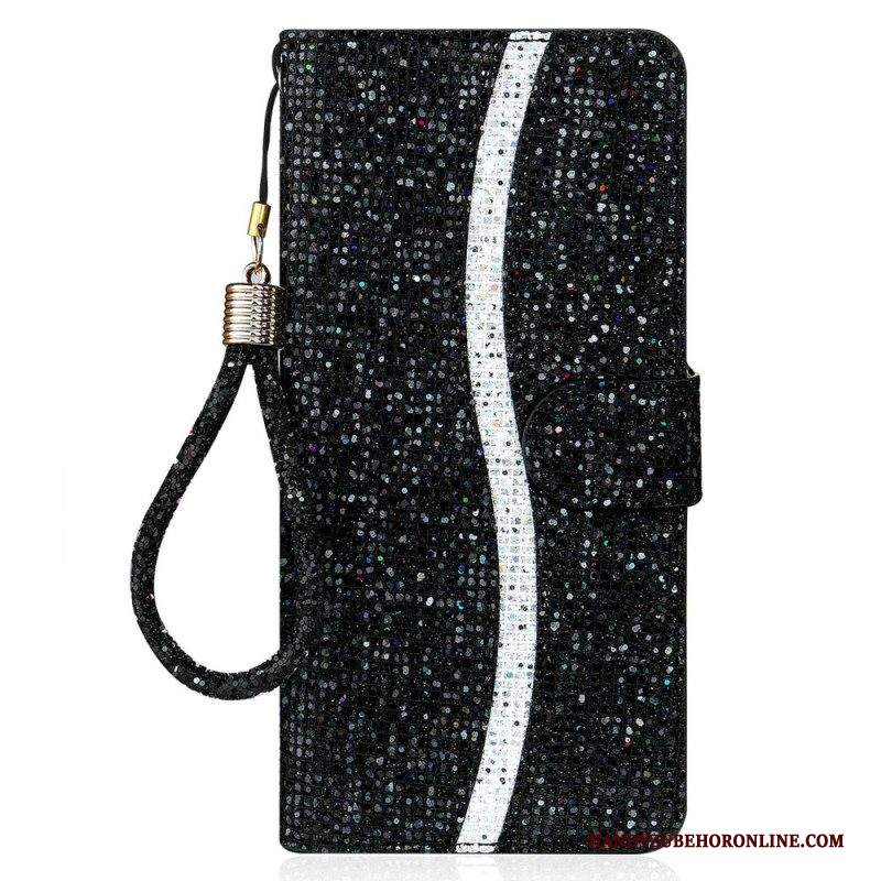 Folio Cover Samsung Galaxy A13 Paillettes Strappy