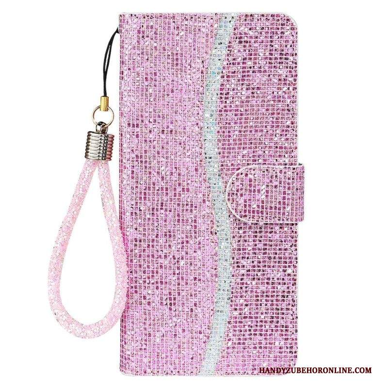 Folio Cover Samsung Galaxy A13 Paillettes Strappy