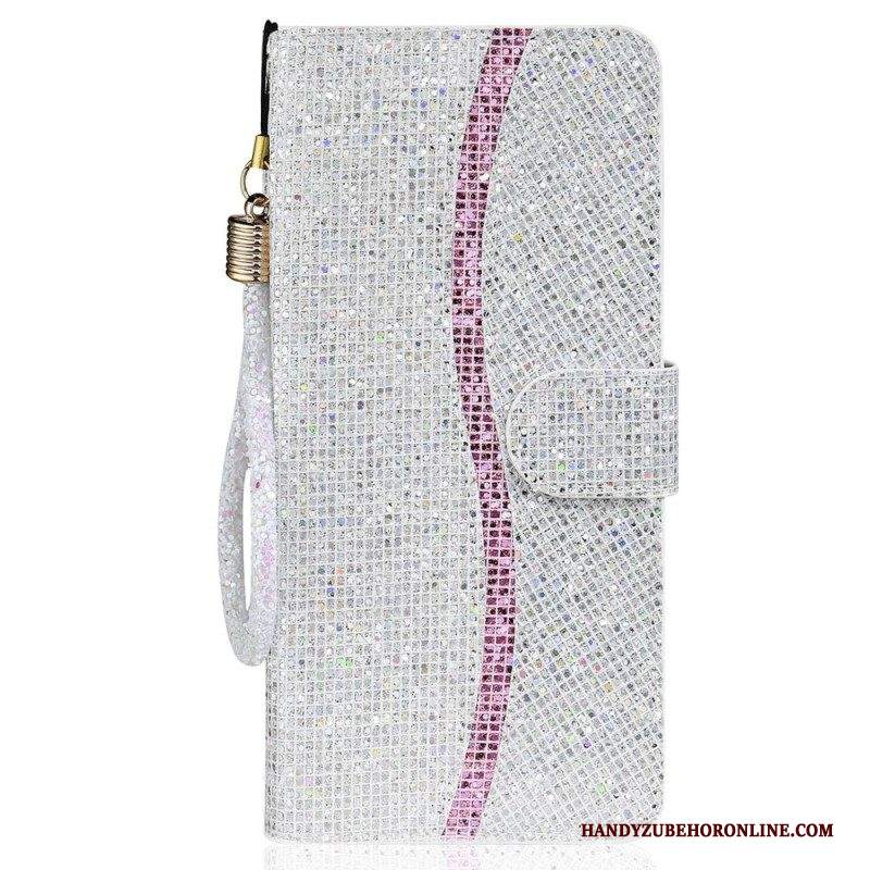 Folio Cover Samsung Galaxy A13 Paillettes Strappy