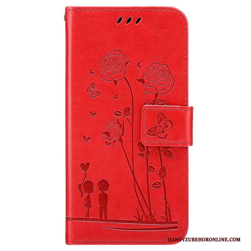 Folio Cover Samsung Galaxy A13 Rose Romantiche Con Cinturino