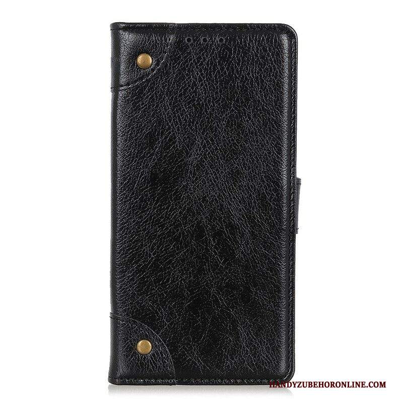 Folio Cover Samsung Galaxy A42 5G Custodia in pelle Rivetti In Pelle Nappa Spaccata