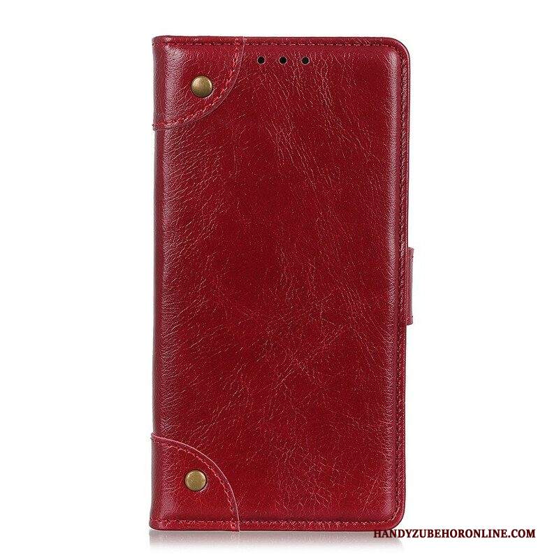 Folio Cover Samsung Galaxy A42 5G Custodia in pelle Rivetti In Pelle Nappa Spaccata