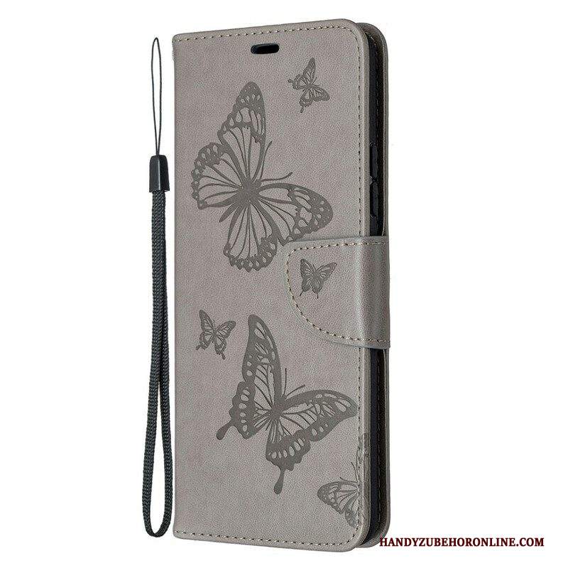 Folio Cover Samsung Galaxy A42 5G Farfalle In Volo Con Cordino