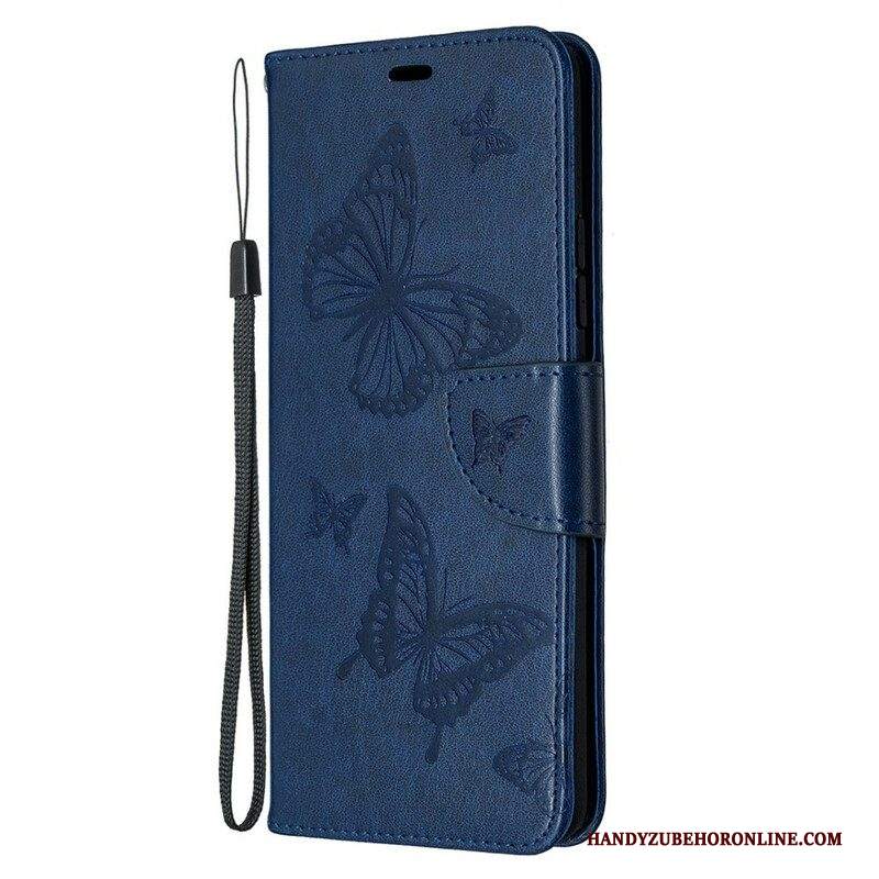 Folio Cover Samsung Galaxy A42 5G Farfalle In Volo Con Cordino