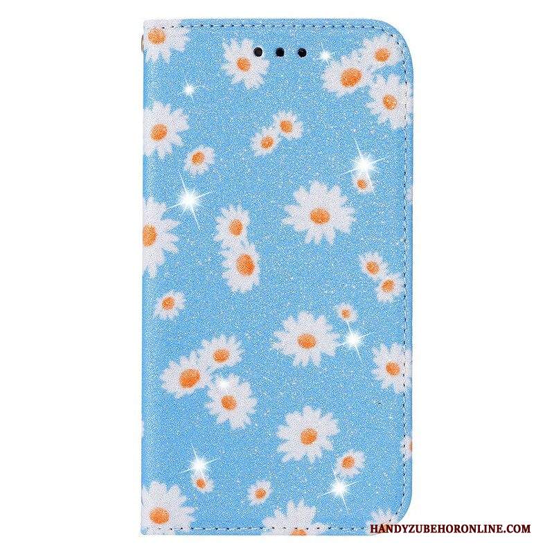 Folio Cover Samsung Galaxy A51 5G Custodia in pelle Margherite In Ecopelle