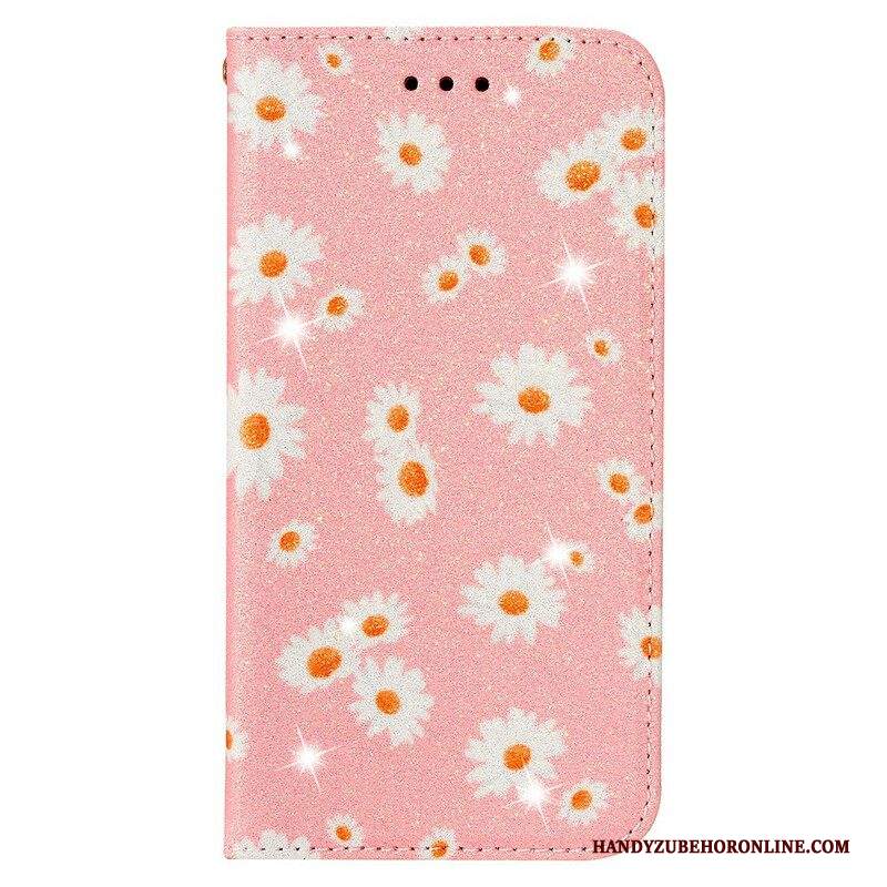 Folio Cover Samsung Galaxy A51 5G Custodia in pelle Margherite In Ecopelle