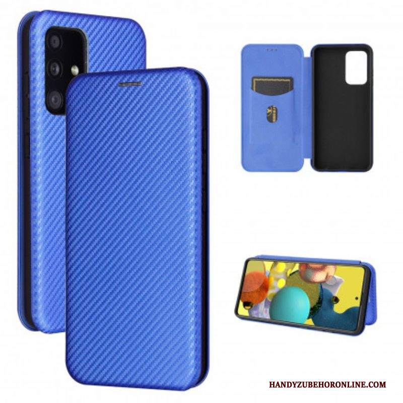 Folio Cover Samsung Galaxy A52 4G / A52 5G / A52s 5G Custodia in pelle Fibra Di Carbonio