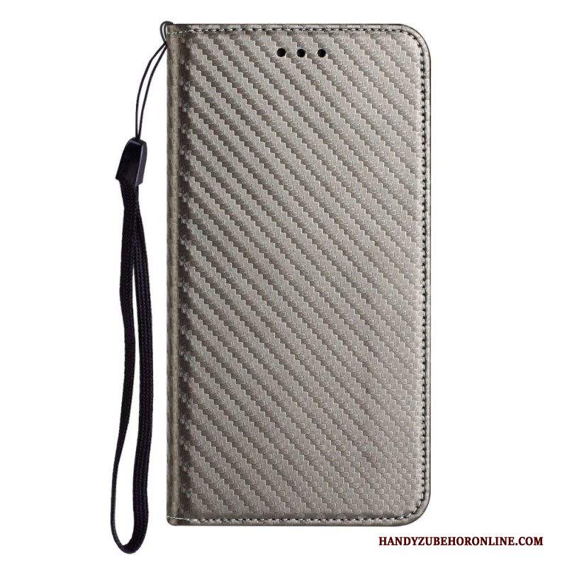 Folio Cover Samsung Galaxy M12 / A12 Custodia in pelle Cinturino In Fibra Di Carbonio