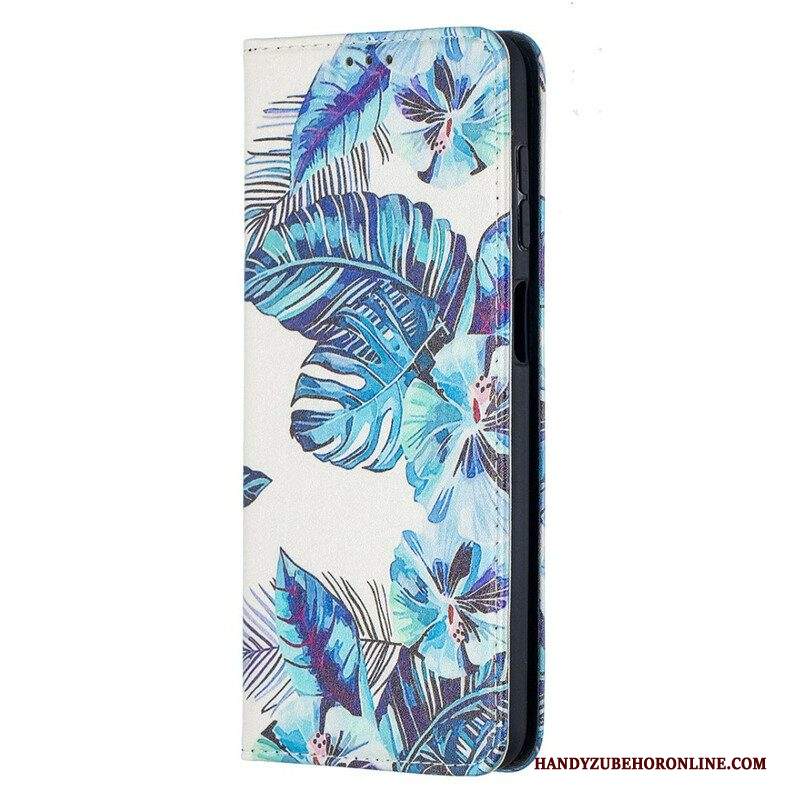 Folio Cover Samsung Galaxy M12 / A12 Custodia in pelle Foglie