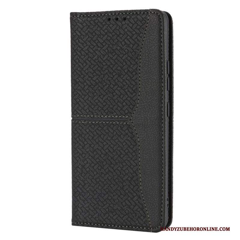 Folio Cover Samsung Galaxy M12 / A12 Custodia in pelle Stile In Pelle Intrecciata Con Cinturino