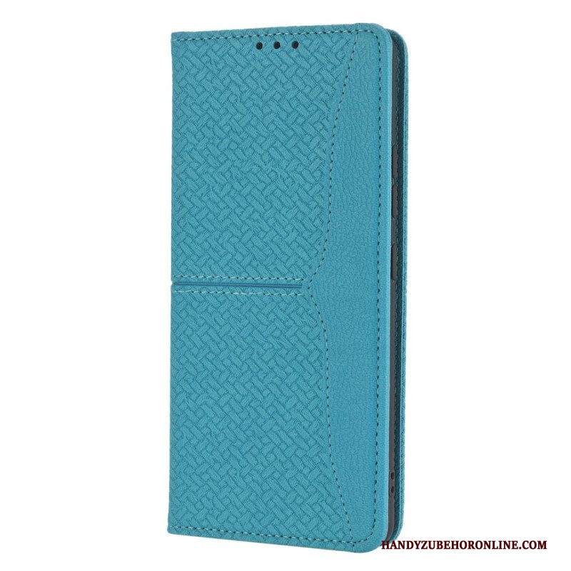 Folio Cover Samsung Galaxy M12 / A12 Custodia in pelle Stile In Pelle Intrecciata Con Cinturino