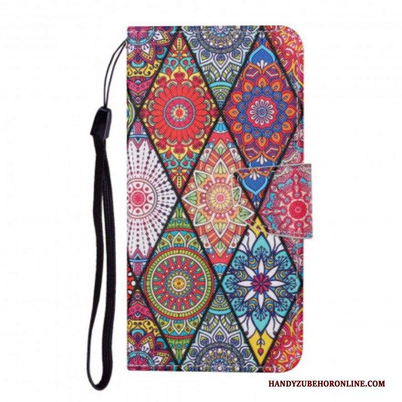 Folio Cover Samsung Galaxy M12 / A12 Patchwork Con Cordino