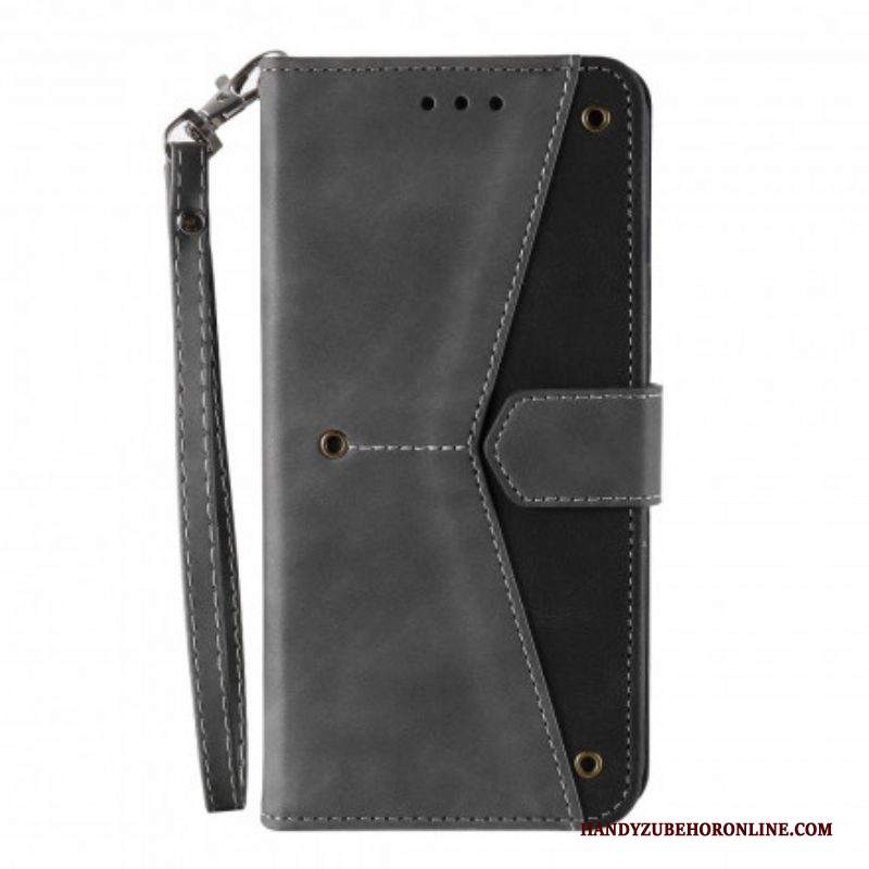 Folio Cover Samsung Galaxy M12 / A12 Rivetti Bicolore In Ecopelle