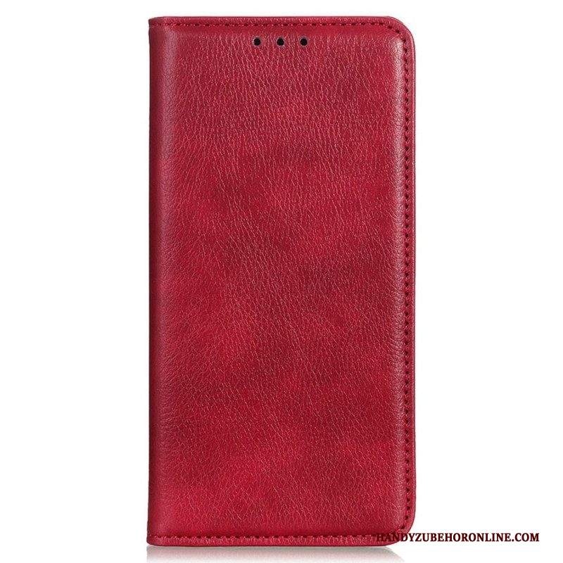 Folio Cover Samsung Galaxy M13 Custodia in pelle Crosta Di Cuoio Litchi