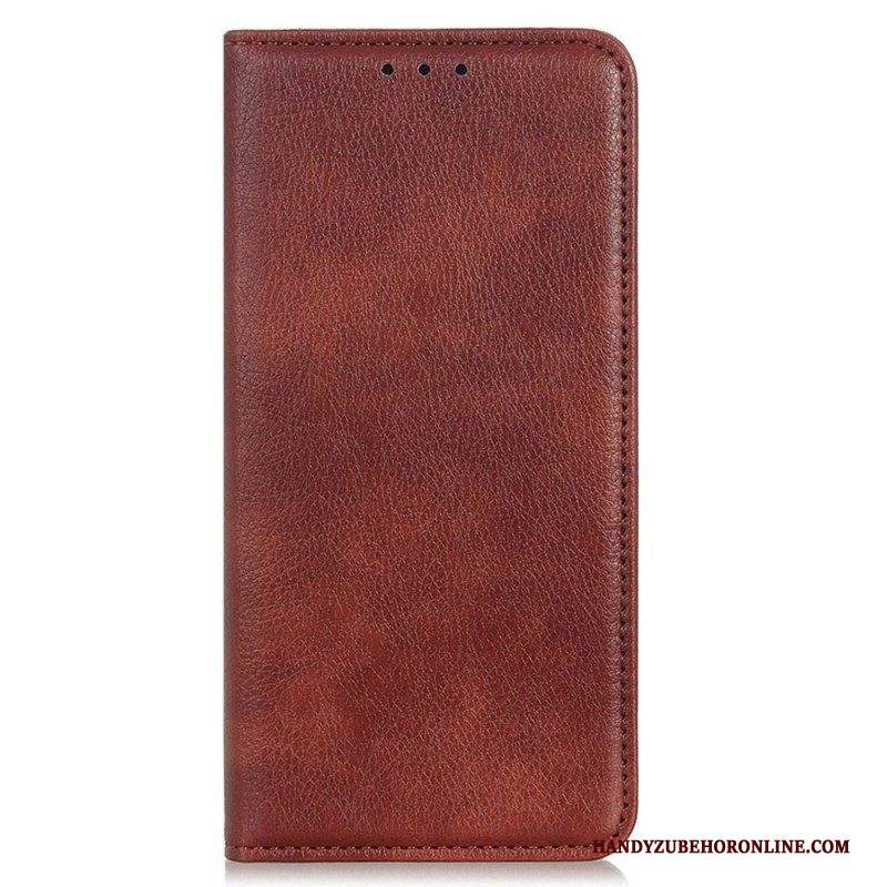 Folio Cover Samsung Galaxy M13 Custodia in pelle Crosta Di Cuoio Litchi