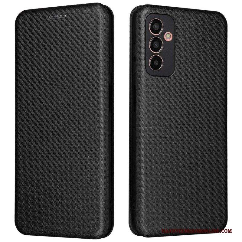 Folio Cover Samsung Galaxy M13 Custodia in pelle Fibra Di Carbonio