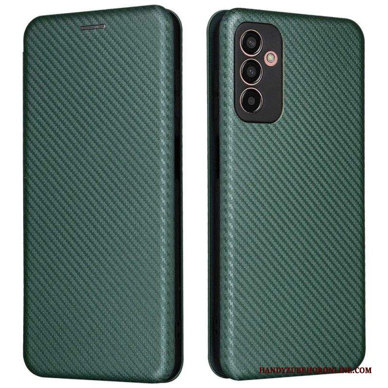 Folio Cover Samsung Galaxy M13 Custodia in pelle Fibra Di Carbonio