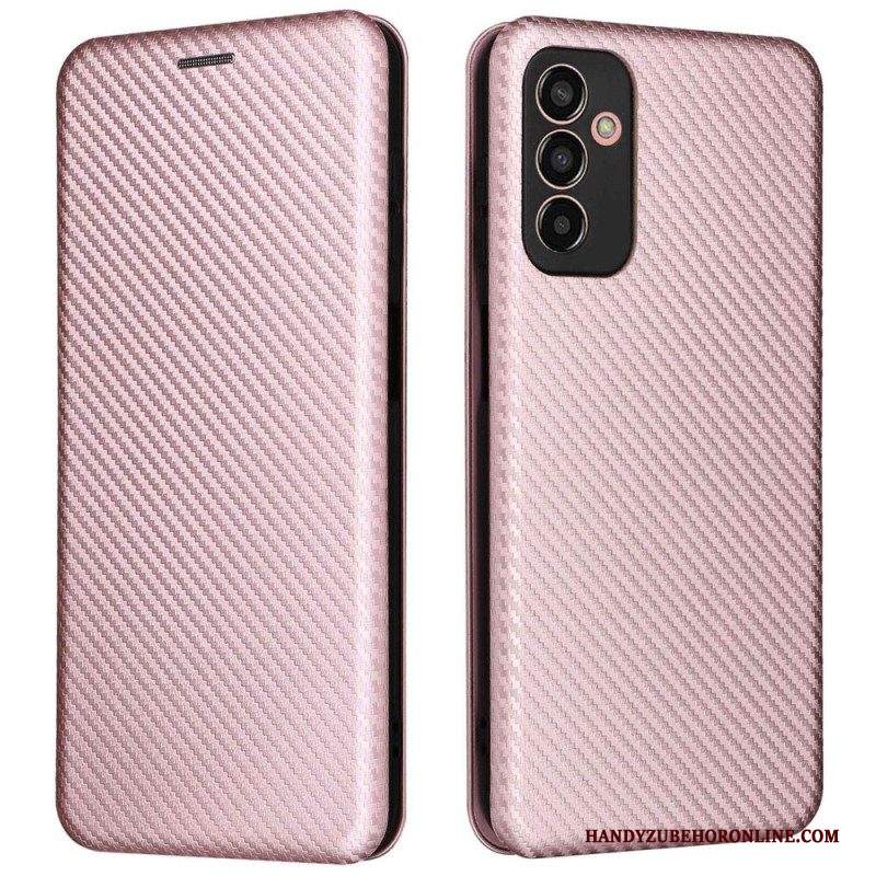 Folio Cover Samsung Galaxy M13 Custodia in pelle Fibra Di Carbonio