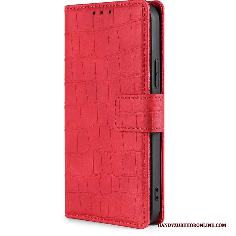 Folio Cover Samsung Galaxy M13 Stile Pelle Di Coccodrillo