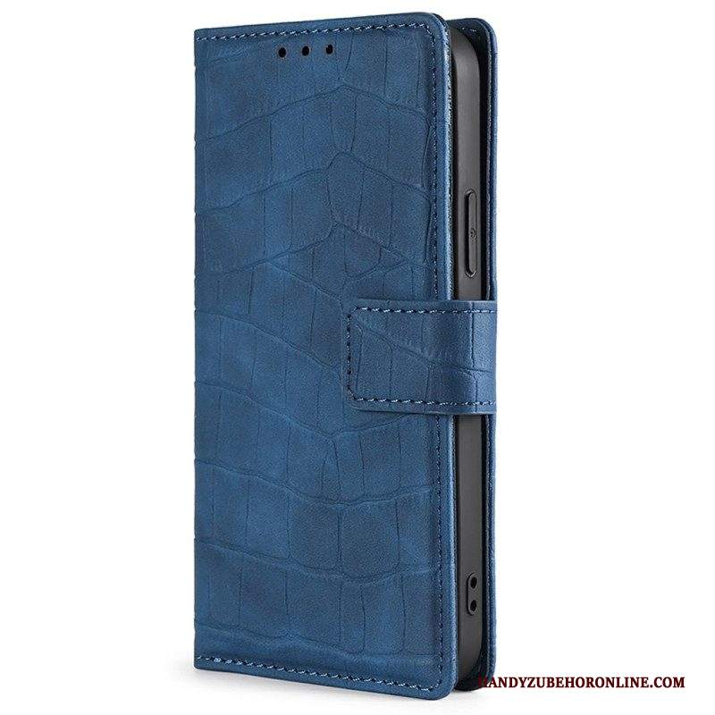 Folio Cover Samsung Galaxy M13 Stile Pelle Di Coccodrillo