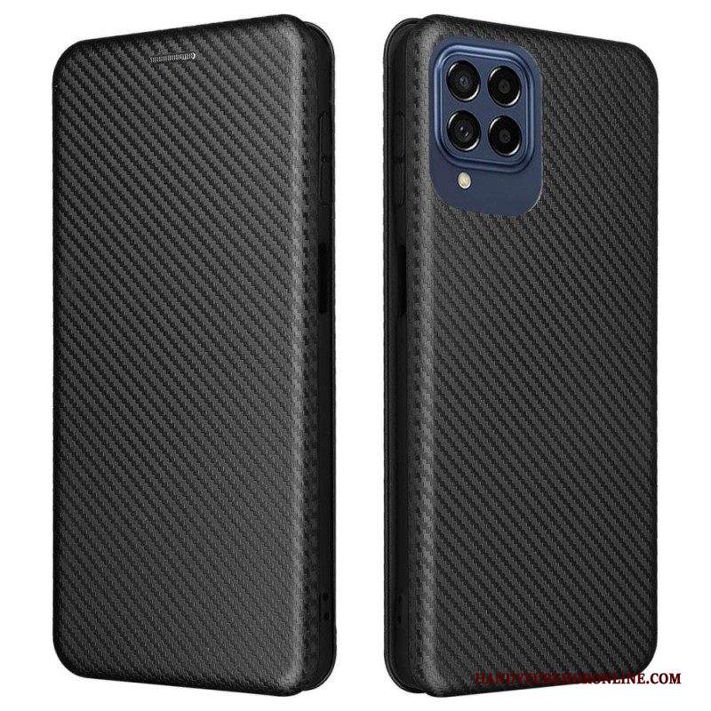 Folio Cover Samsung Galaxy M53 5G Custodia in pelle Fibra Di Carbonio