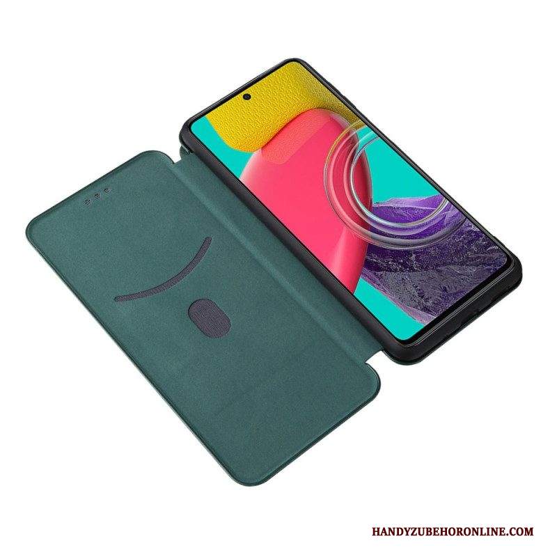 Folio Cover Samsung Galaxy M53 5G Custodia in pelle Fibra Di Carbonio