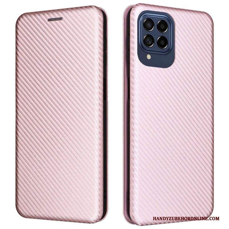 Folio Cover Samsung Galaxy M53 5G Custodia in pelle Fibra Di Carbonio