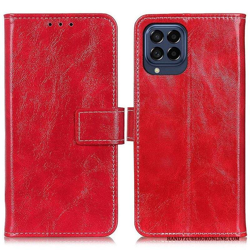 Folio Cover Samsung Galaxy M53 5G Ecopelle Lucida E Cuciture