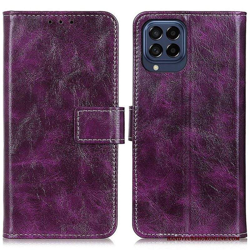 Folio Cover Samsung Galaxy M53 5G Ecopelle Lucida E Cuciture