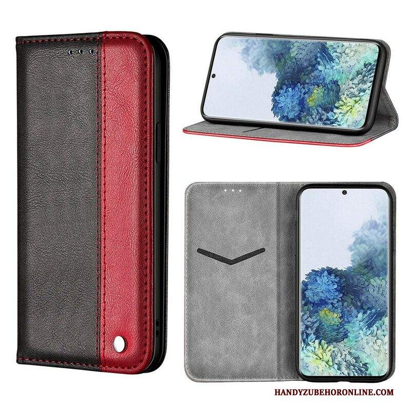 Folio Cover Samsung Galaxy S21 5G Custodia in pelle Effetto Pelle Bicolore