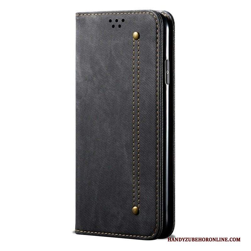 Folio Cover Samsung Galaxy S21 5G Custodia in pelle Tessuto Denim